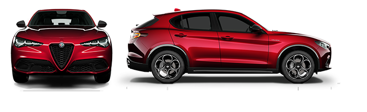 To rødd Stelvio sett forfra og fra siden